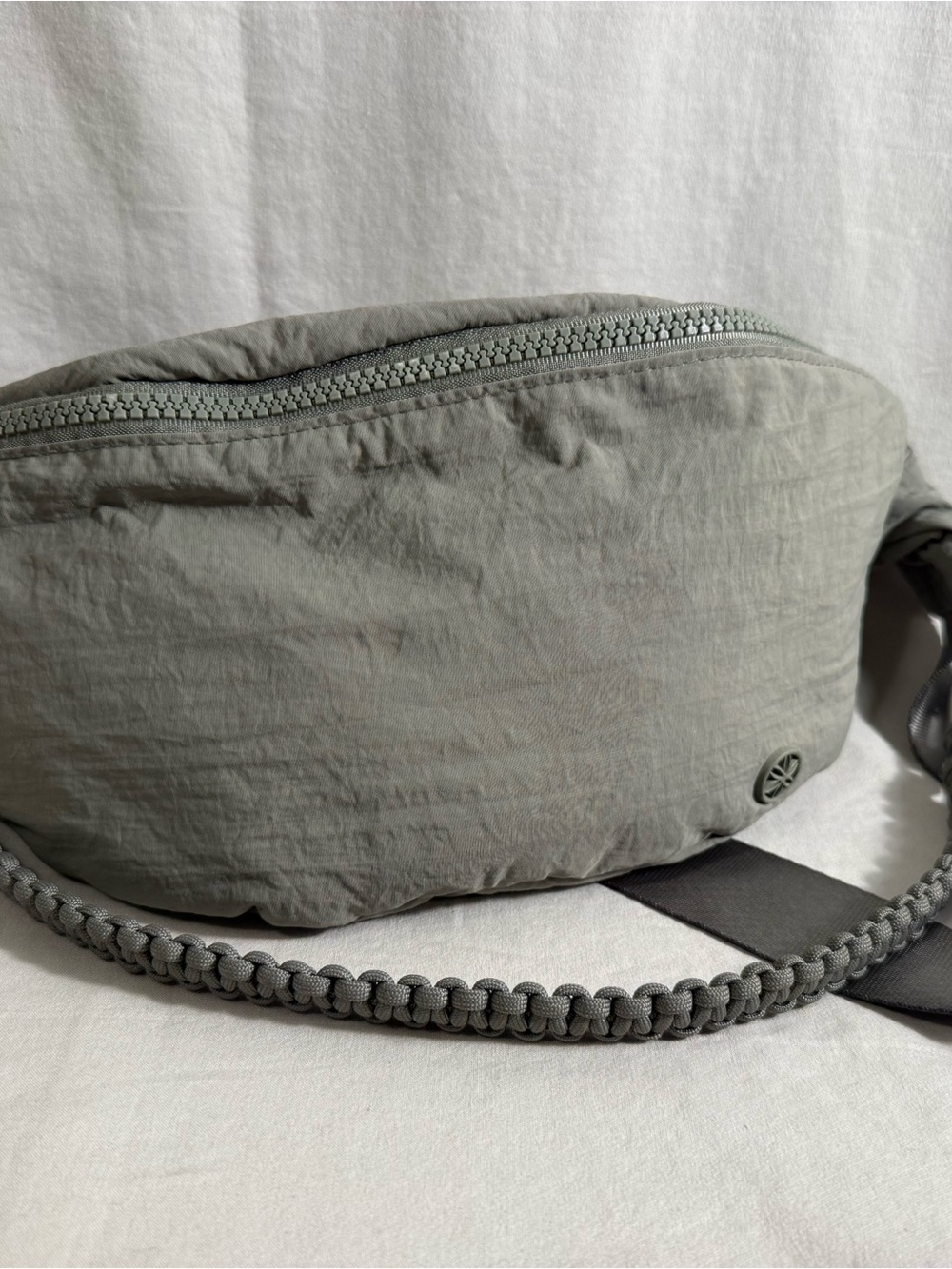 GAIAM Gray-Green Crossbody Sling Bag with Braided Strap